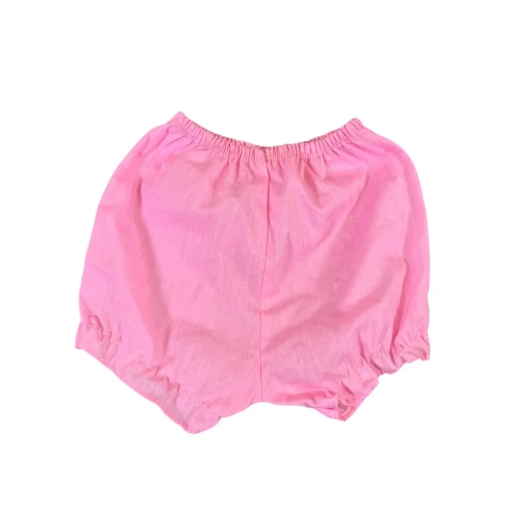 Vintage Pink Baby Bloomers Made in USA Ruffle Diaper Cover Size 9 Months